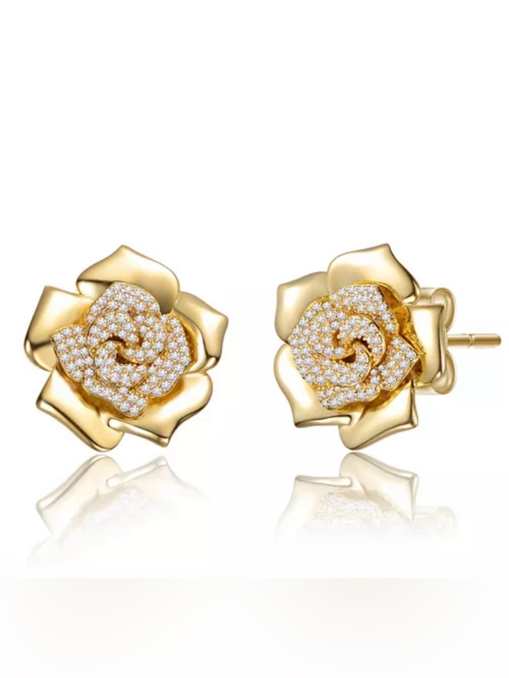 Pavé Rose Gold-Plated Stud Earrings - Women's Jewelry